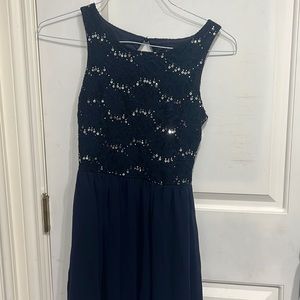 Navy sequins formal dress